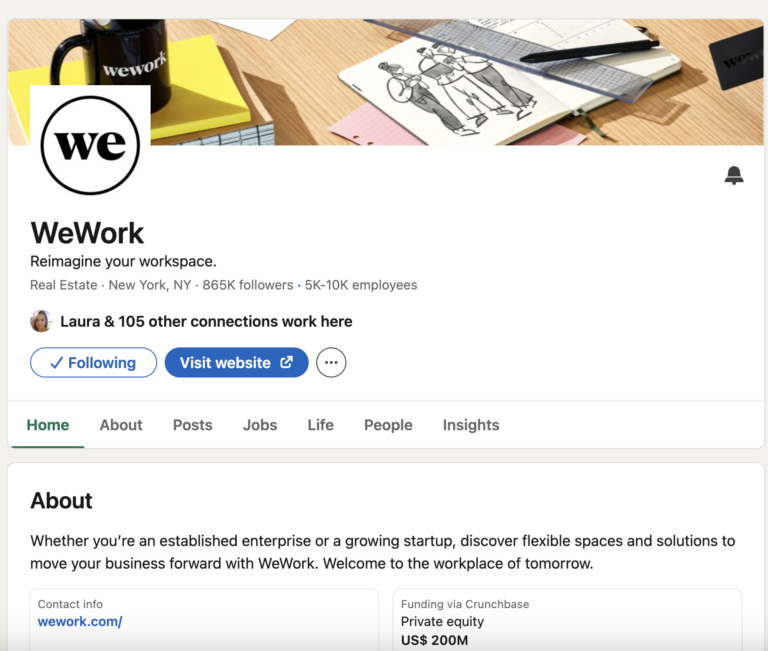 wework social media screenshot